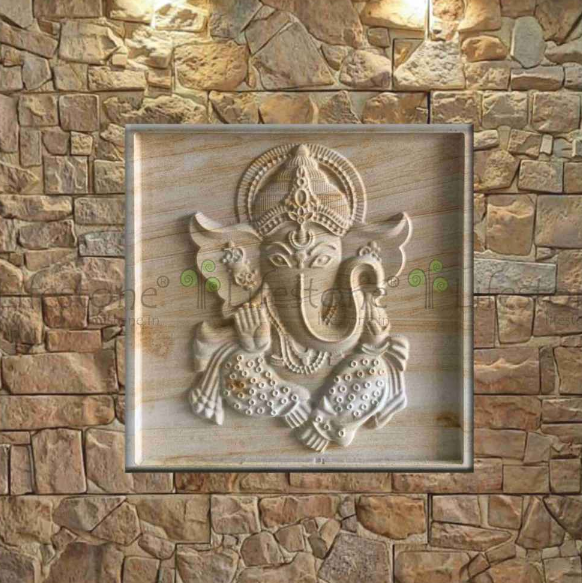 Stone Mural 3d New Ganesha 2ft X 2 Ft 50 Mm